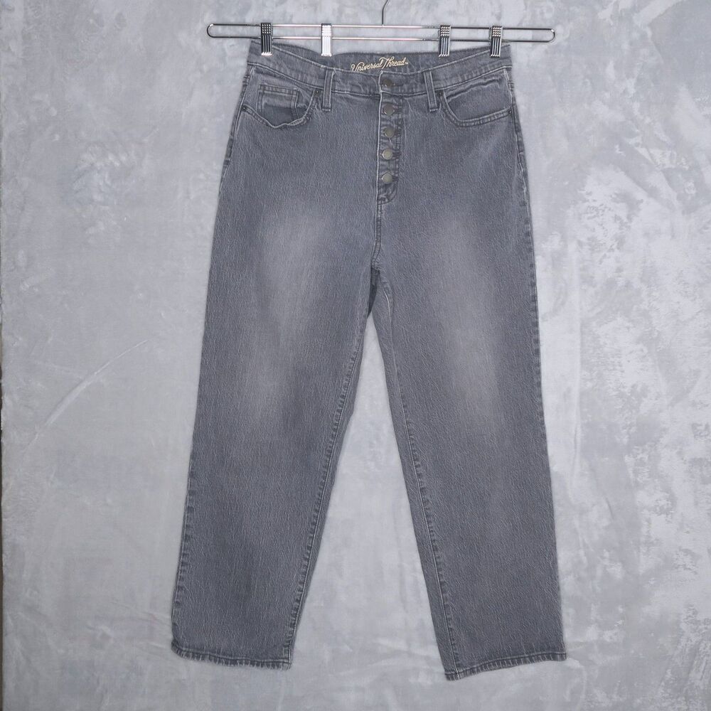 UNIVERSAL THREAD Gray Vintage Straight Jeans Size 12/31L Rigid Denim Button-Fly